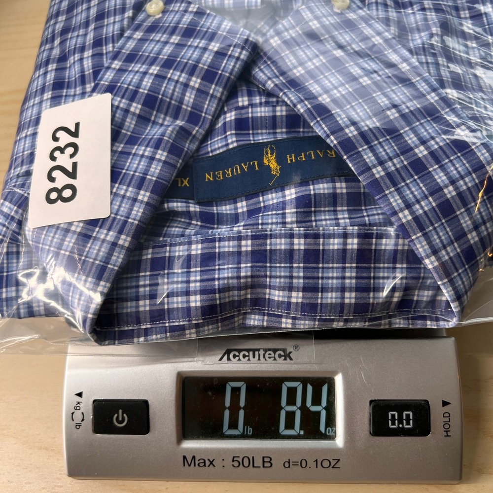 Ralph Lauren Men XL Blue White Plaid Cotton Button Down Long Sleeve Shirt Preppy - Picture 10 of 10